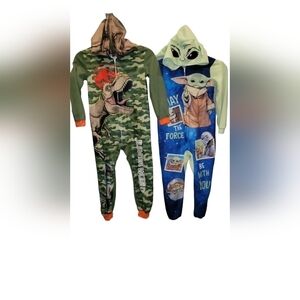 BOYS hooded character zip up sleeper pajamas set of 2